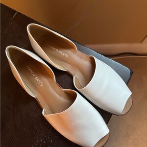 Franco Sarto Women's Cream Peep-Toe Flats